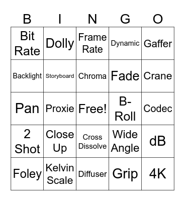 Media  Bingo Card