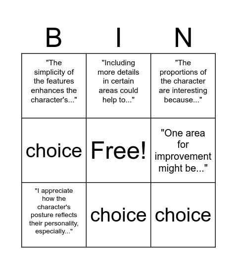 Flat character design Bingo Card