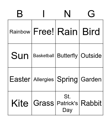 SPRING BINGO! Bingo Card