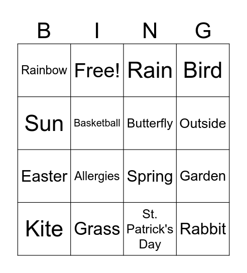 SPRING BINGO! Bingo Card