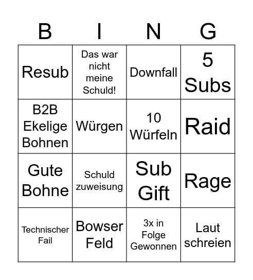 Spieleabend Bingo Card