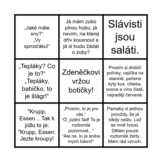 Ze kterých filmů jsou tyto hlášky? Bingo Card