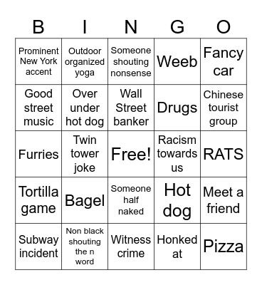 NYC bingo Card