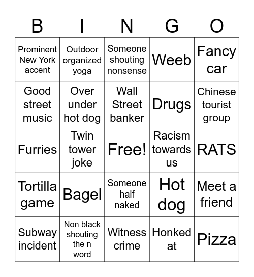 NYC bingo Card