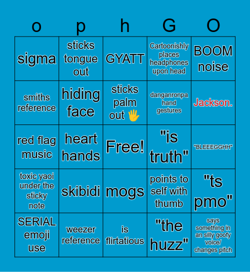 Ophuzzgo Bingo Card