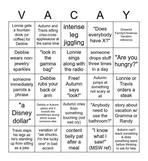 Disney 2025 Bingo Card