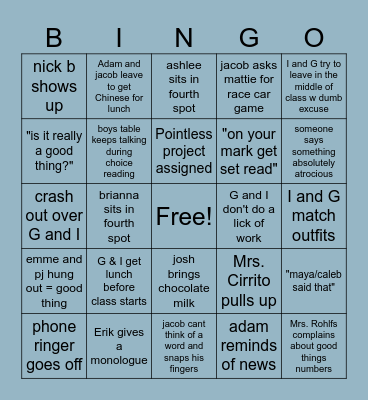 4TH HOUR BINGO Card