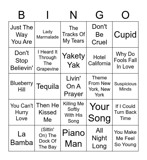 Franklinville Senior Center Bingo Card