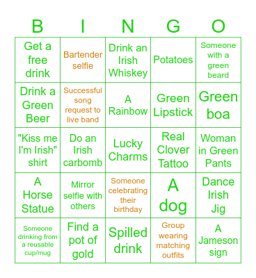 Seaside St. Patty's Bingo Card