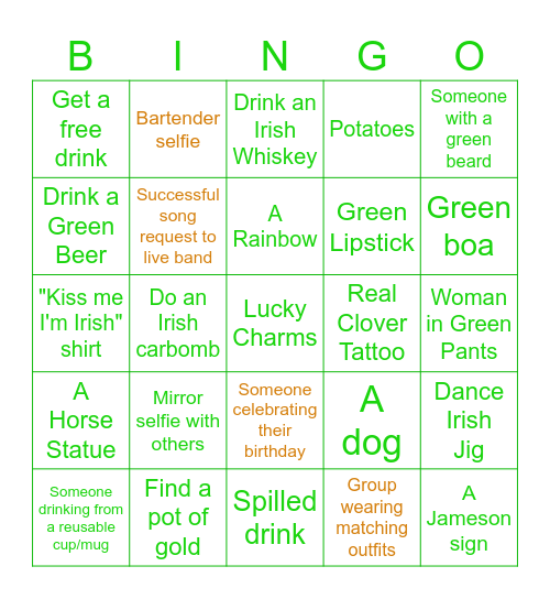 Seaside St. Patty's Bingo Card