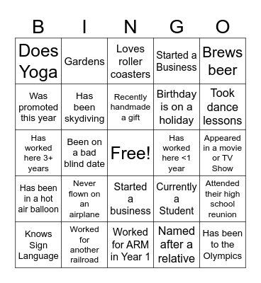RM Teammate Bingo Card