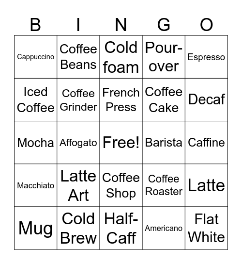 Coffee Bingo Card