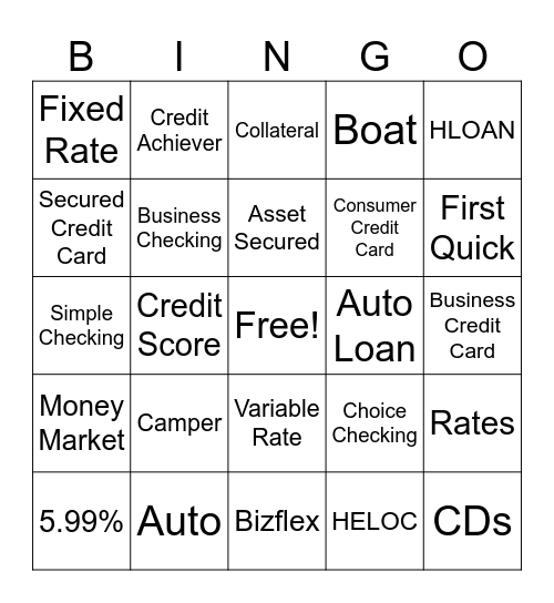 FIRST FINANCIAL BINGO Card