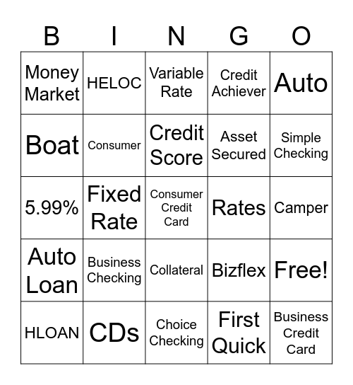 FIRST FINANCIAL BINGO Card