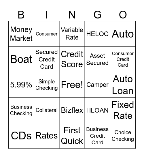 FIRST FINANCIAL BINGO Card