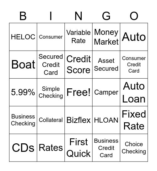 FIRST FINANCIAL BINGO Card