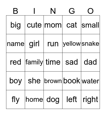 Disney English_Special Class Bingo Card