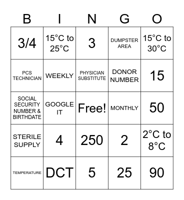 ImmunoTek Bingo Card