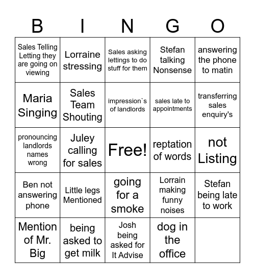 Office Bingo Card