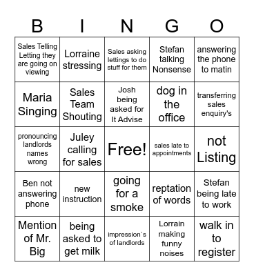 Office Bingo Card