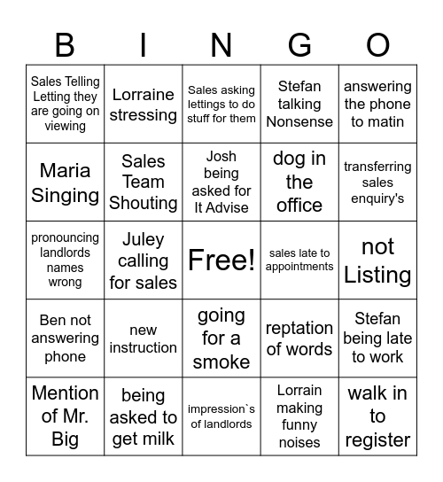 Office Bingo Card