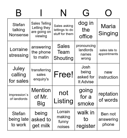 Office Bingo Card