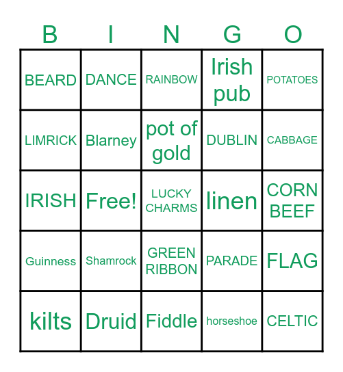 St.Patty's Bingo Card