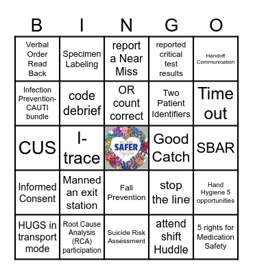 DH Patient Safety Bingo Card