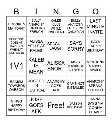 CIANNA PARTY Bingo Card