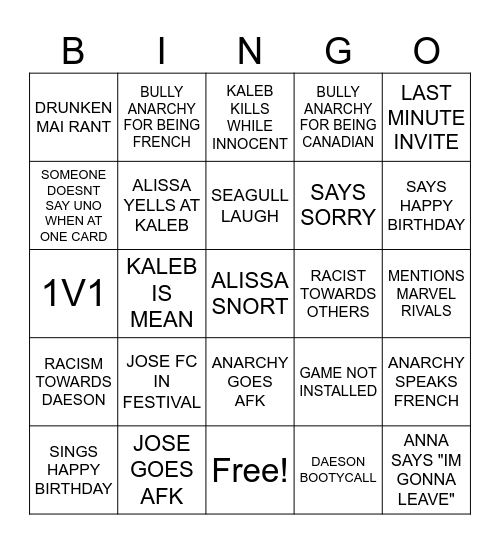 CIANNA PARTY Bingo Card