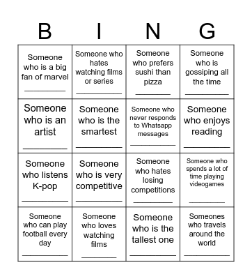 My course Bingo Card