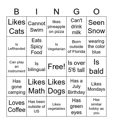 Find Someone Who... Bingo Card