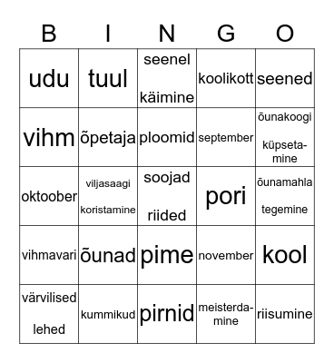 Sügisbingo Card
