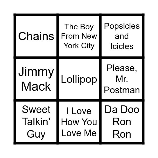 Girl Groups Bingo Card