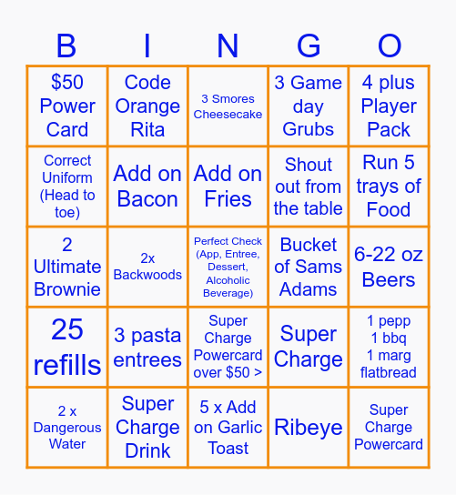 Salemanship Bingo Card