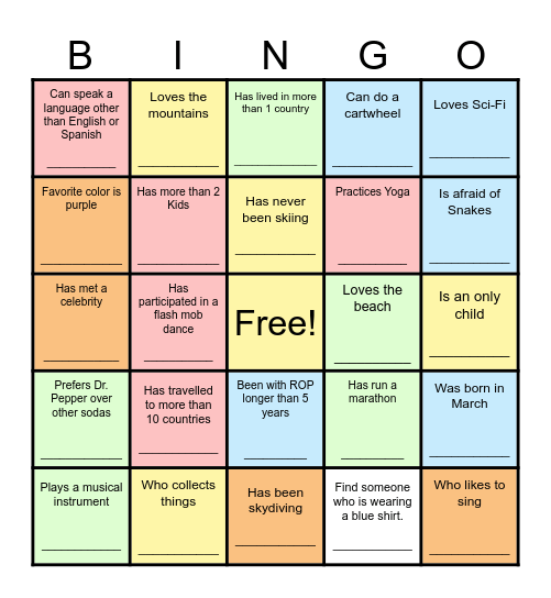 Find Someone Who... Bingo Card
