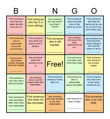 Find Someone Who... Bingo Card