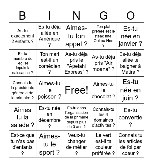 Primaire Faatahi Bingo Card