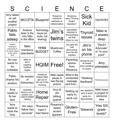 PK-12 Science Team Bingo Card