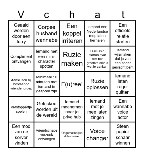 Furry hangout bingo Card