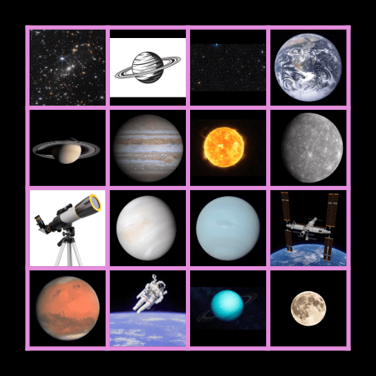 Space Vocabulary Bingo Card