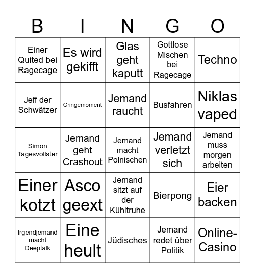 Rein ins Bingo Card