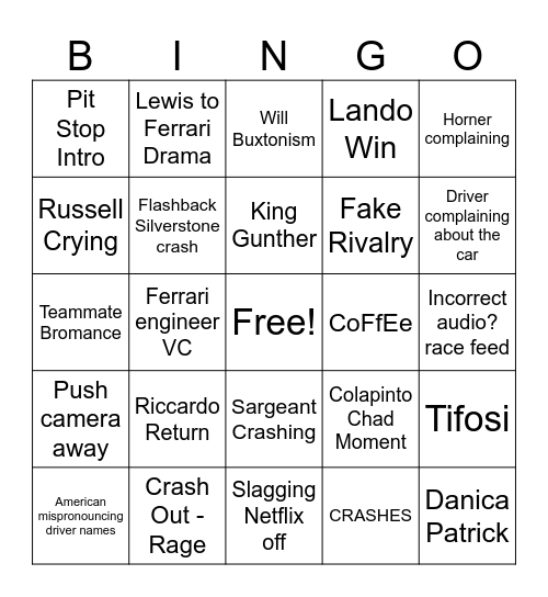 DWR DTS BINGO CARD!!!!!! Bingo Card