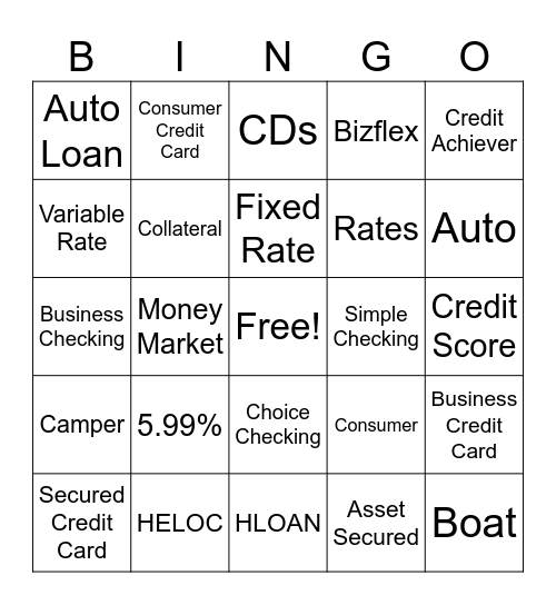 FIRST FINANCIAL BINGO Card