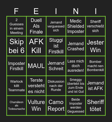 Among Us Bruchbingo Card