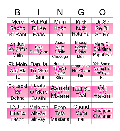 BOLLYWOOD MUSIC Bingo Card