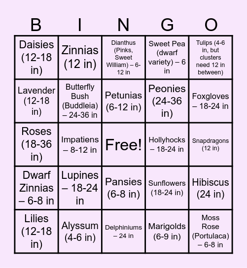 Bloom Bingo Card