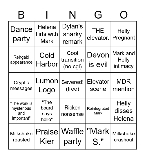 Severance Bingo Card