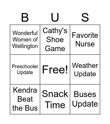 BUS Bingo Card