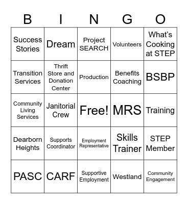 STEP Bingo Card